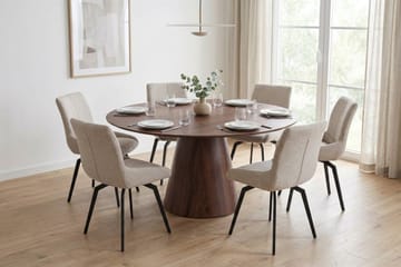 Siena Spisegruppe rund 150 cm Valnøtt med 6 Mora spisestoler - Valnøtt - Møbler - Bord - Spisegrupper