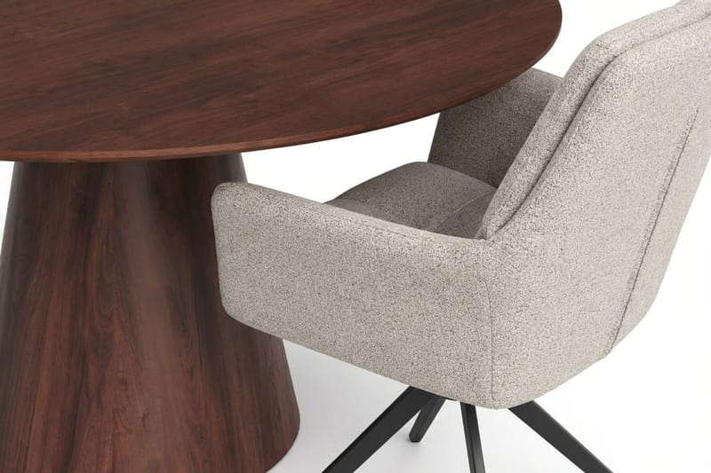 Siena Spisegruppe rund 150 cm Valnøtt med 6 Torsby spisestoler - Valnøtt - Møbler - Bord - Spisegrupper