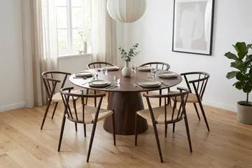 Siena Spisegruppe rund 150 cm Valnøtt med 6 Winston spisestoler - Valnøtt - Møbler - Bord - Spisegrupper