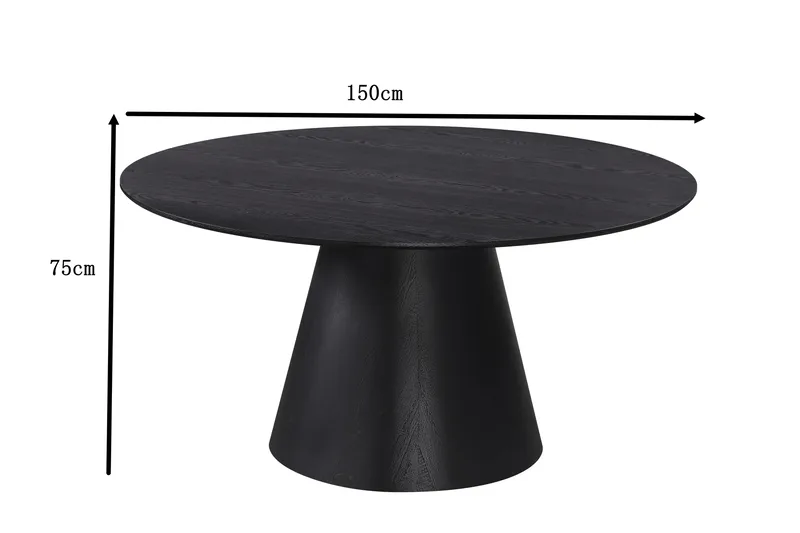 Siena Stort Spisebord Rundt 150 cm Finér - Svart - Møbler - Bord - Spisebord & kjøkkenbord