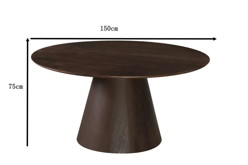 Siena Stort Spisebord Rundt 150 cm Finer - Mørkebrun Røkt eik - Møbler - Bord - Spisebord & kjøkkenbord