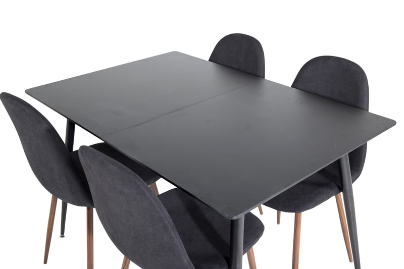 Silar Matgrupp Förlängningsbar 120 cm Rektangulär med 4 Polar stolar - Sort - Møbler - Bord - Spisegrupper