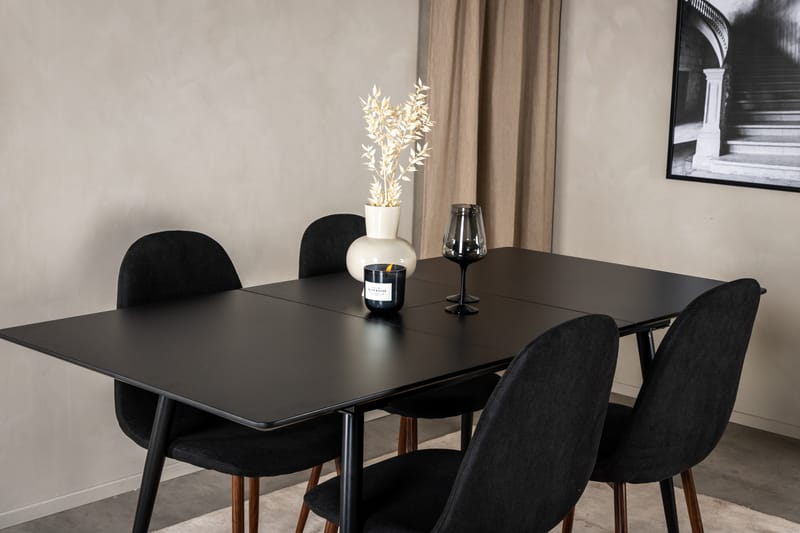 Silar Matgrupp Förlängningsbar 120 cm Rektangulär med 4 Polar stolar - Sort - Møbler - Bord - Spisegrupper