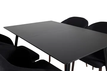 Silar Rektangulær Spisegruppe 120-160 cm med 4 Arch Spisestoler - svart - Møbler - Bord - Spisegrupper
