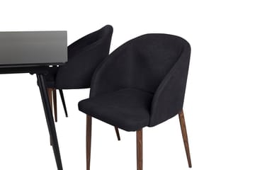 Silar Rektangulær Spisegruppe 120-160 cm med 4 Arch Spisestoler - svart - Møbler - Bord - Spisegrupper