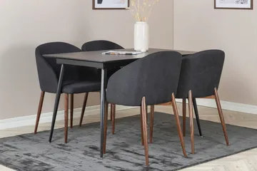 Silar Rektangulær Spisegruppe 120-160 cm med 4 Arch Spisestoler - svart - Møbler - Bord - Spisegrupper