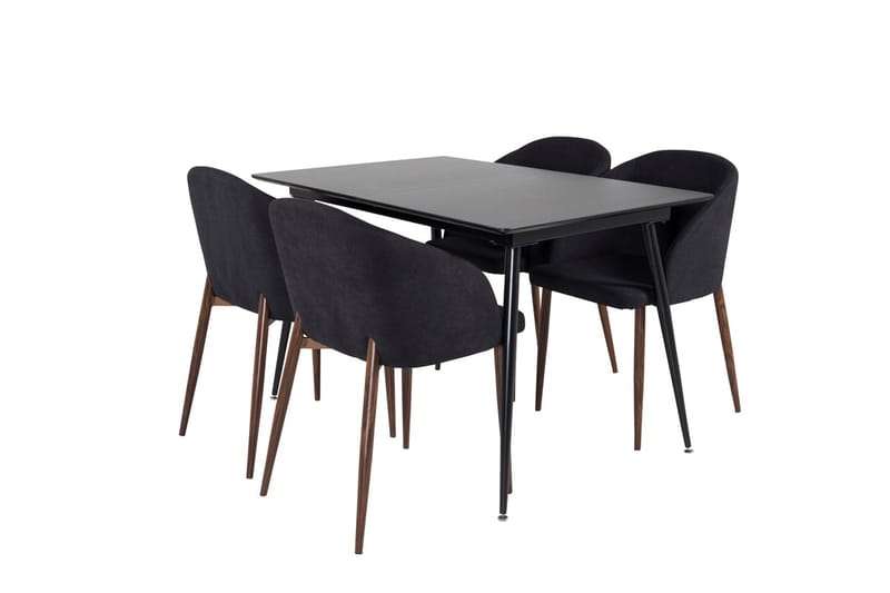 Silar Rektangulær Spisegruppe 120-160 cm med 4 Arch Spisestoler - svart - Møbler - Bord - Spisegrupper