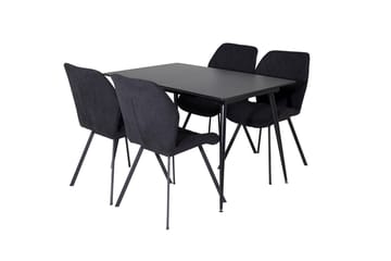 Silar Rektangulær Spisegruppe 120-160 cm med 4 Gemma Spisestoler - svart - Møbler - Bord - Spisegrupper