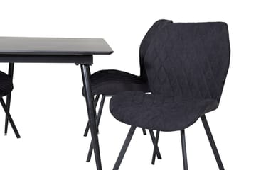 Silar Rektangulær Spisegruppe 120-160 cm med 4 Gemma Spisestoler - svart - Møbler - Bord - Spisegrupper