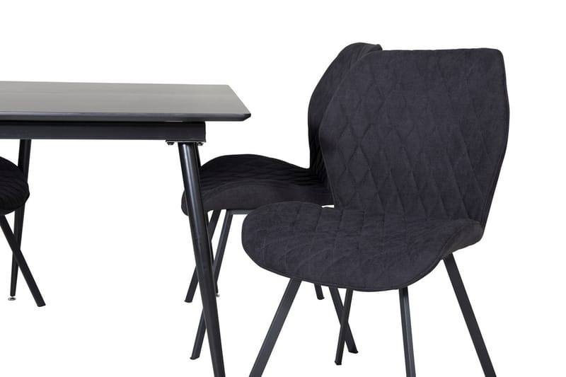 Silar Rektangulær Spisegruppe 120-160 cm med 4 Gemma Spisestoler - svart - Møbler - Bord - Spisegrupper