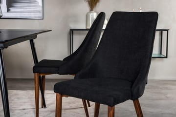 Silar Rektangulær Spisegruppe 120-160 cm med 4 Leone Spisestoler - svart - Møbler - Bord - Spisegrupper