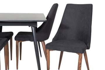 Silar Rektangulær Spisegruppe 120-160 cm med 4 Leone Spisestoler - svart - Møbler - Bord - Spisegrupper