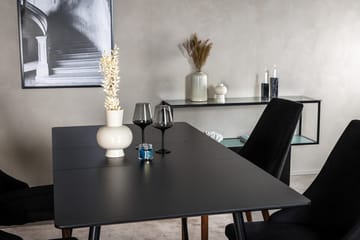 Silar Rektangulær Spisegruppe 120-160 cm med 4 Leone Spisestoler - svart - Møbler - Bord - Spisegrupper