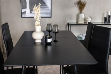 Silar Rektangulær Spisegruppe 120-160 cm med 4 Slim Spisestoler - svart - Møbler - Bord - Spisegrupper