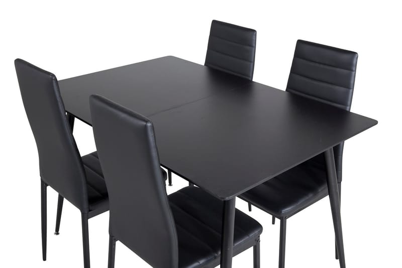 Silar Rektangulær Spisegruppe 120-160 cm med 4 Slim Spisestoler - svart - Møbler - Bord - Spisegrupper