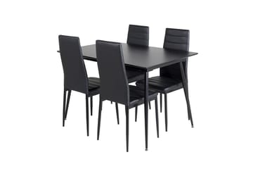 Silar Rektangulær Spisegruppe 120-160 cm med 4 Slim Spisestoler - svart - Møbler - Bord - Spisegrupper