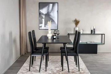 Silar Rektangulær Spisegruppe 120-160 cm med 4 Slim Spisestoler - svart - Møbler - Bord - Spisegrupper