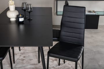 Silar Rektangulær Spisegruppe 120-160 cm med 4 Slim Spisestoler - svart - Møbler - Bord - Spisegrupper