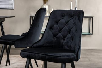 Silar Rektangulær Spisegruppe 120-160 cm med 4 Velvet Deluxe Spisestoler - svart - Møbler - Bord - Spisegrupper