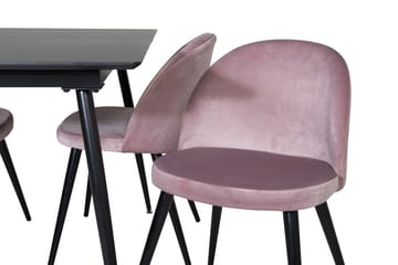 Silar Rektangulær Spisegruppe 120-160 cm med 4 Velvet Spisestoler - gammelrosa - Møbler - Bord - Spisegrupper