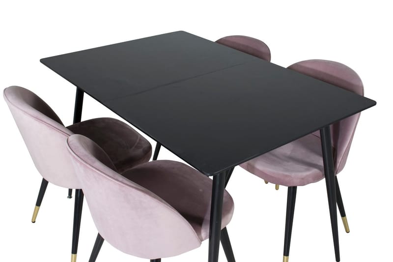 Silar Rektangulær Spisegruppe 120-160 cm med 4 Velvet Spisestoler - gammelrosa - Møbler - Bord - Spisegrupper