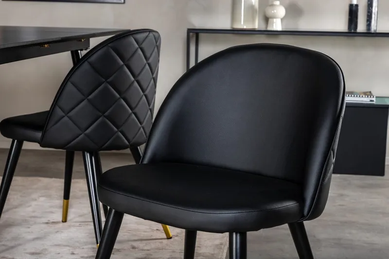 Silar Rektangulær Spisegruppe 120-160 cm med 4 Velvet Spisestoler - svart - Møbler - Bord - Spisegrupper