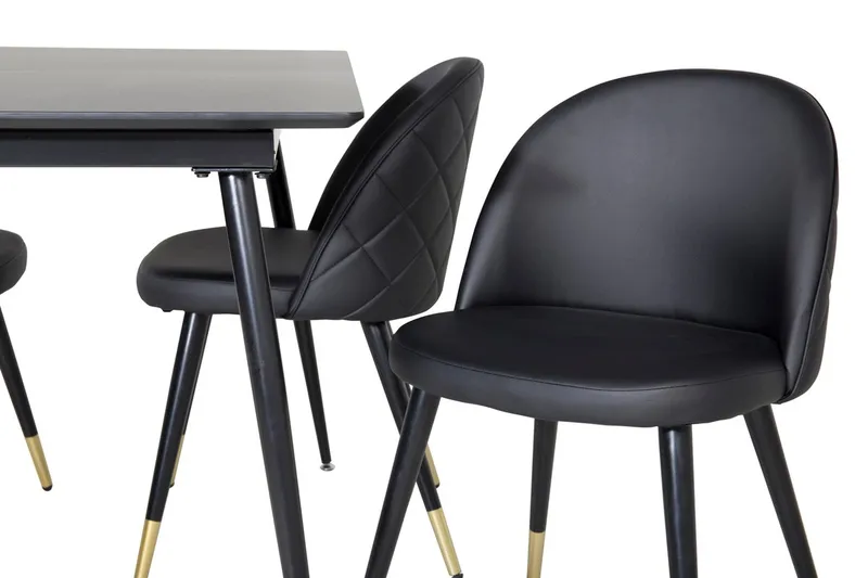 Silar Rektangulær Spisegruppe 120-160 cm med 4 Velvet Spisestoler - svart - Møbler - Bord - Spisegrupper