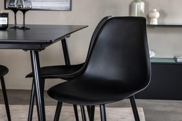 Silar Rektangulær Spisegruppe 120-160 cm med 4 Polar Spisestoler - svart - Møbler - Bord - Spisegrupper