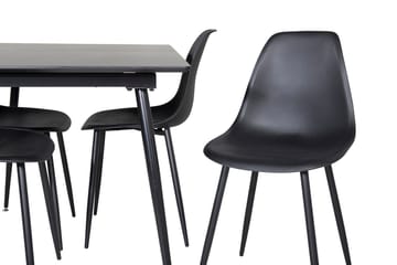 Silar Rektangulær Spisegruppe 120-160 cm med 4 Polar Spisestoler - svart - Møbler - Bord - Spisegrupper