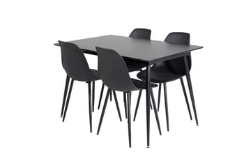 Silar Rektangulær Spisegruppe 120-160 cm med 4 Polar Spisestoler - svart - Møbler - Bord - Spisegrupper