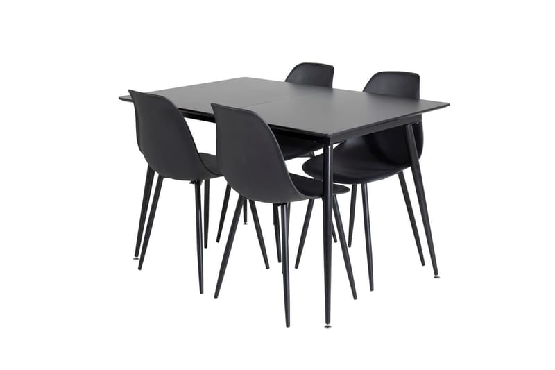 Silar Rektangulær Spisegruppe 120-160 cm med 4 Polar Spisestoler - svart - Møbler - Bord - Spisegrupper