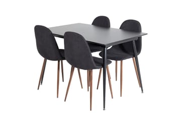 Silar Rektangulær Spisegruppe 120-160 cm med 4 Polar Spisestoler - svart - Møbler - Bord - Spisegrupper