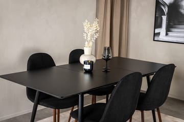 Silar Rektangulær Spisegruppe 120-160 cm med 4 Polar Spisestoler - svart - Møbler - Bord - Spisegrupper