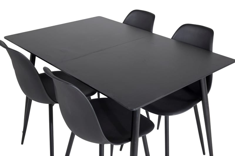 Silar Rektangulær Spisegruppe 120-160 cm med 4 Polar Spisestoler - svart - Møbler - Bord - Spisegrupper