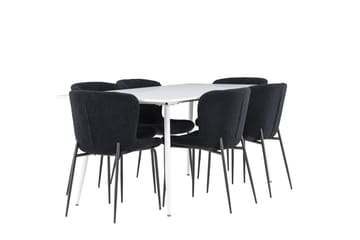 Silar Spisegruppe 180 cm Rektangulær med 6 Modesto stoler - Hvid/Sort - Møbler - Bord - Spisegrupper