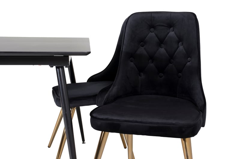 Silar Spisegruppe Forlengningsbar 120 cm Rektangulær med 4 Velvet Stoler - Sort - Møbler - Bord - Spisegrupper