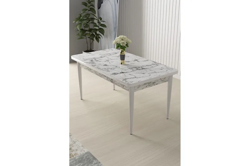 Sivaji Spisebord 110 cm Rektangulær - Hvit Marmor/Hvit - Møbler - Bord - Spisebord & kjøkkenbord