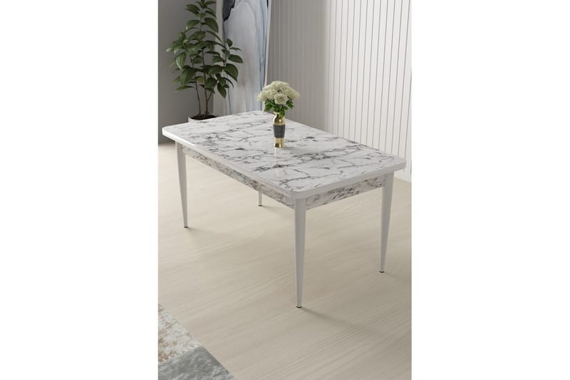 Sivaji Spisebord 110 cm Rektangulær - Hvit Marmor/Hvit - Møbler - Bord - Spisebord & kjøkkenbord