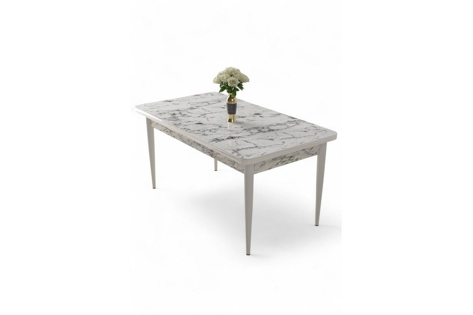 Sivaji Spisebord 110 cm Rektangulær - Hvit Marmor/Hvit