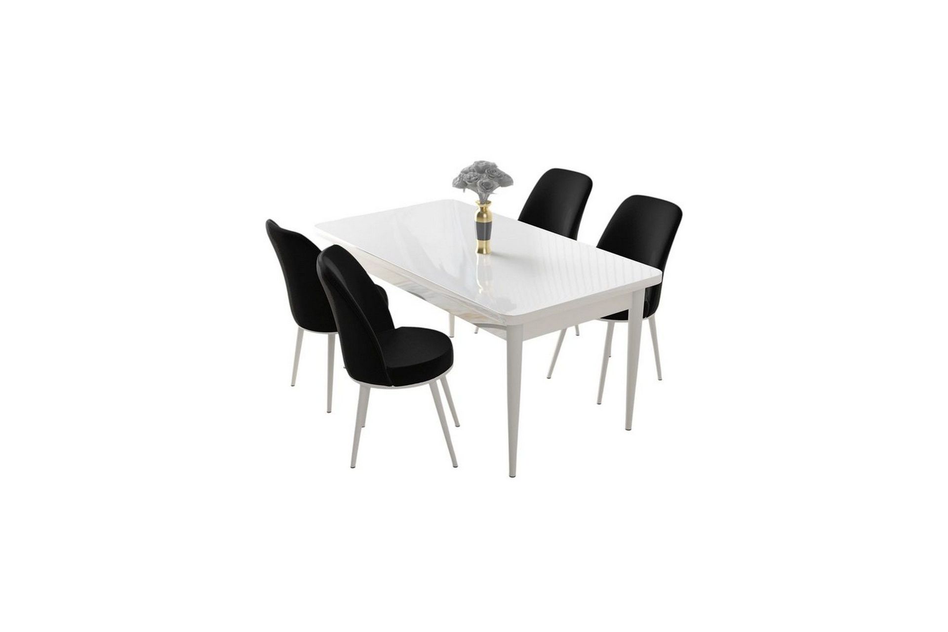 Sivaji Spisegruppe 4-seter - Hvit/Svart