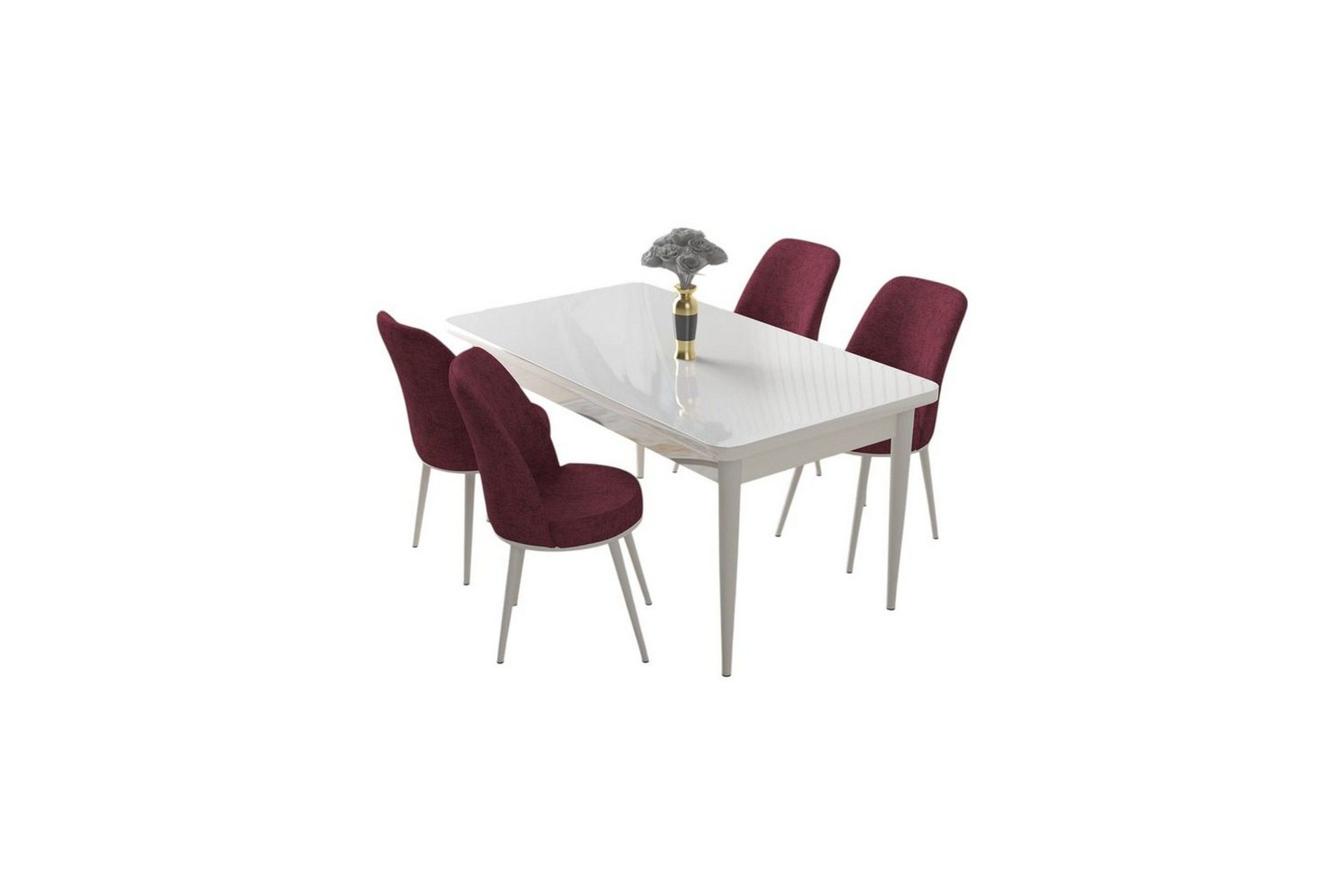 Sivaji Spisegruppe 4-seter - Hvit/Vinrød