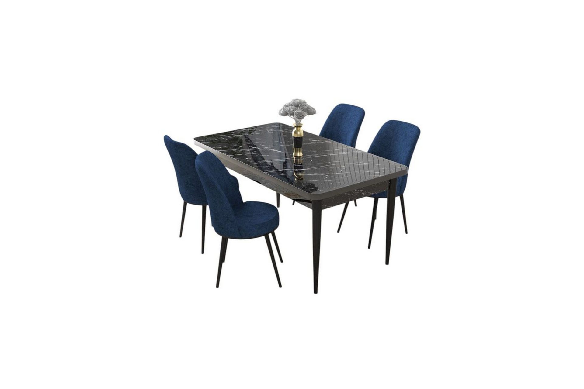 Sivaji Spisegruppe 4-seter - Svart/Marineblå