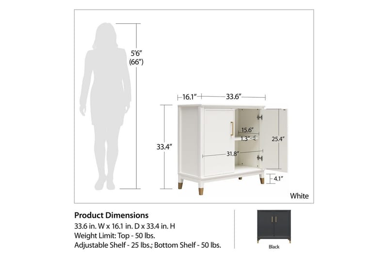 Skjenk Westerleigh Hvit - Hvit - Oppbevaring - Oppbevaringsmøbler - Sideboard & skjenker