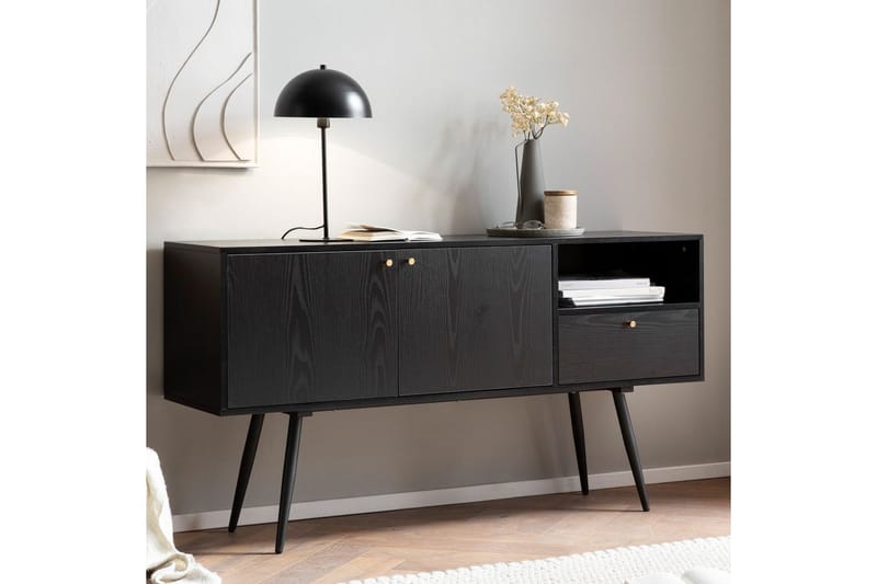 Skjenk Wohnling Melaminbelagt MDF 140 cm med 2 Dører 1 Skuff Moderne - Møbler - Bord - Bordtilbehør