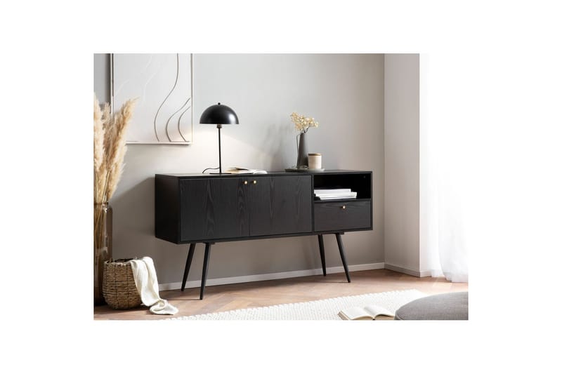 Skjenk Wohnling Melaminbelagt MDF 140 cm med 2 Dører 1 Skuff Moderne - Møbler - Bord - Bordtilbehør