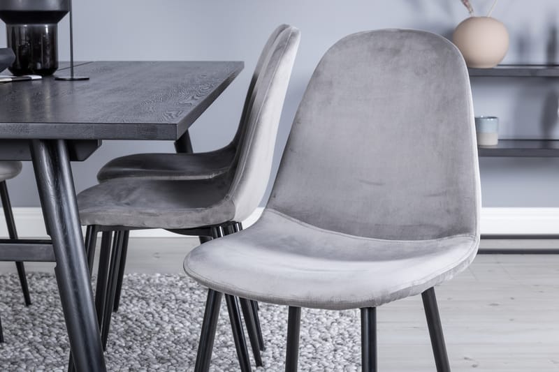 Sleek Matgruppe Forlengningsbar 195 cm Rektangulær med 6 Polar stoler - Sort - Møbler - Bord - Spisegrupper