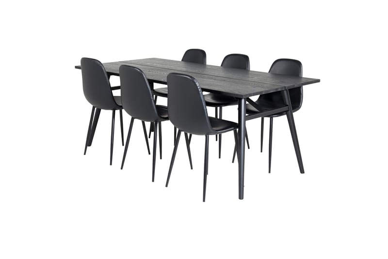 Sleek Matgruppe Forlengningsbar 195 cm Rektangulær med 6 Polar stoler - Sort - Møbler - Bord - Spisegrupper