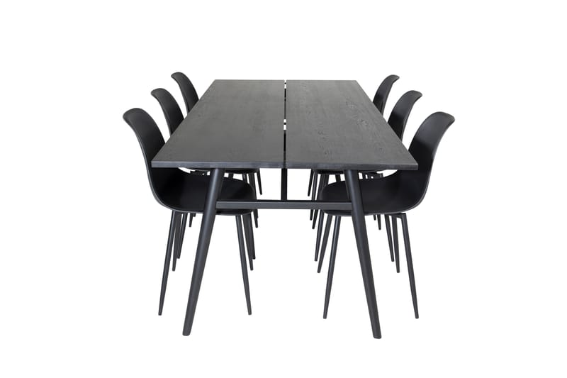 Sleek Matgruppe Forlengningsbar 195 cm Rektangulær med 6 Polar stoler, Sort