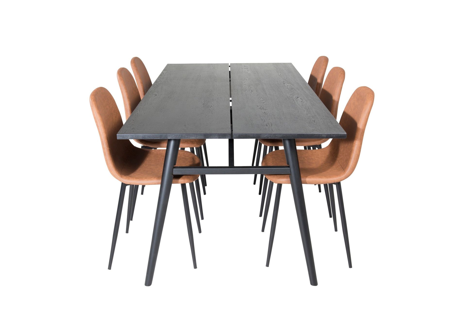 Sleek spisegruppe uttrekkbar 195 cm rektangulær med 6 Polar stoler -
