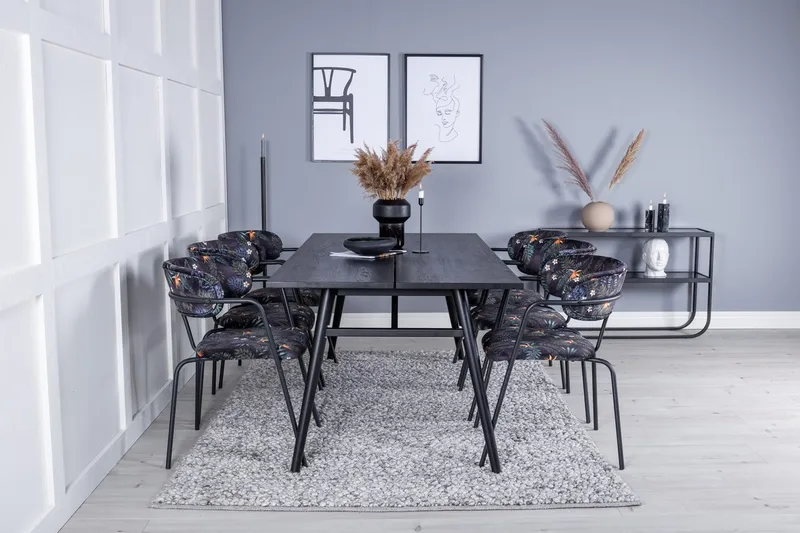 Sleek uttrekkbart spisebord 195 cm med 6 Arrow lenestoler - Møbler - Bord - Spisegrupper